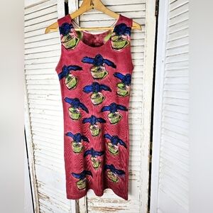 90s vintage one of a kind silk-screened cotton body-con mini dress XS/S